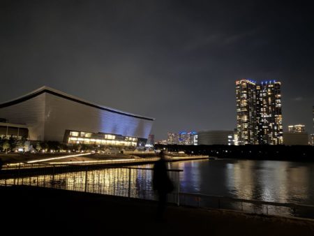 有明アリーナ夜景(東雲方面からのアプローチ②)